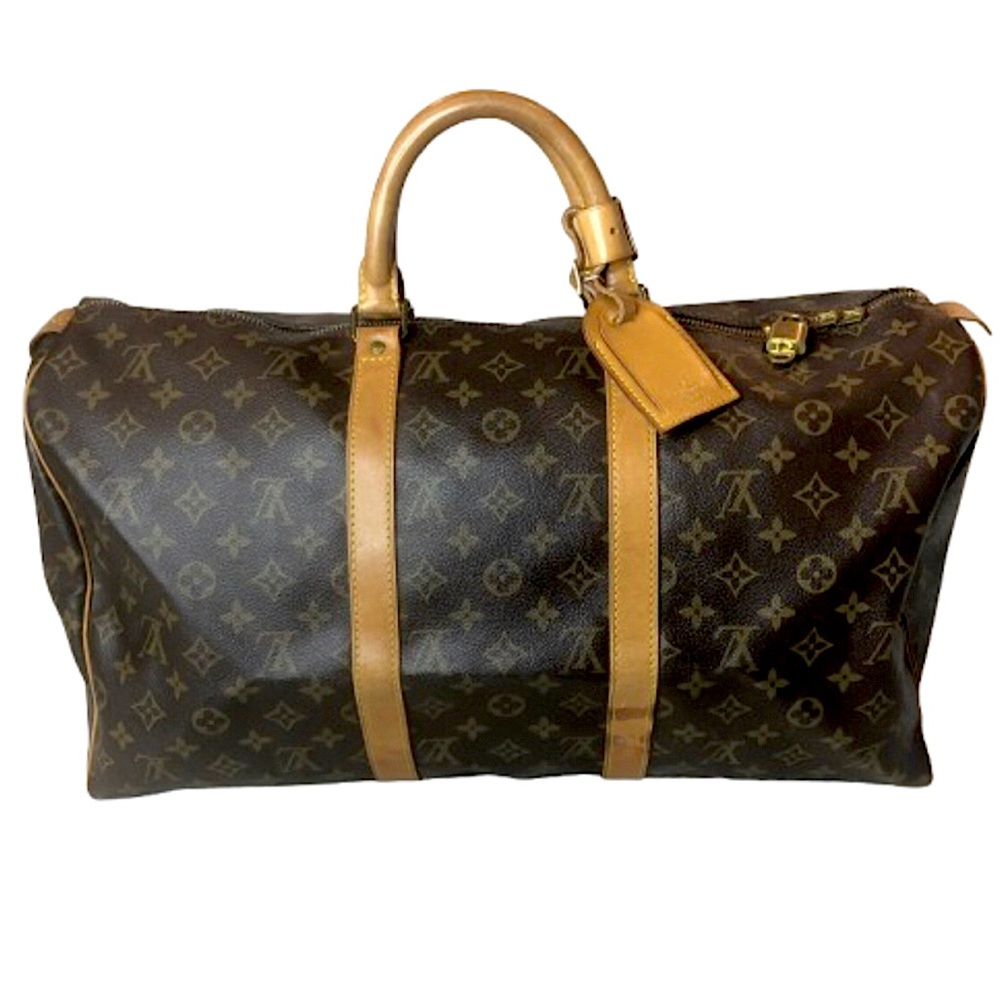 LOUIS VUITTON Monogram KEEPALL 50 LV Boston Travel Weekend Duffle Bag France